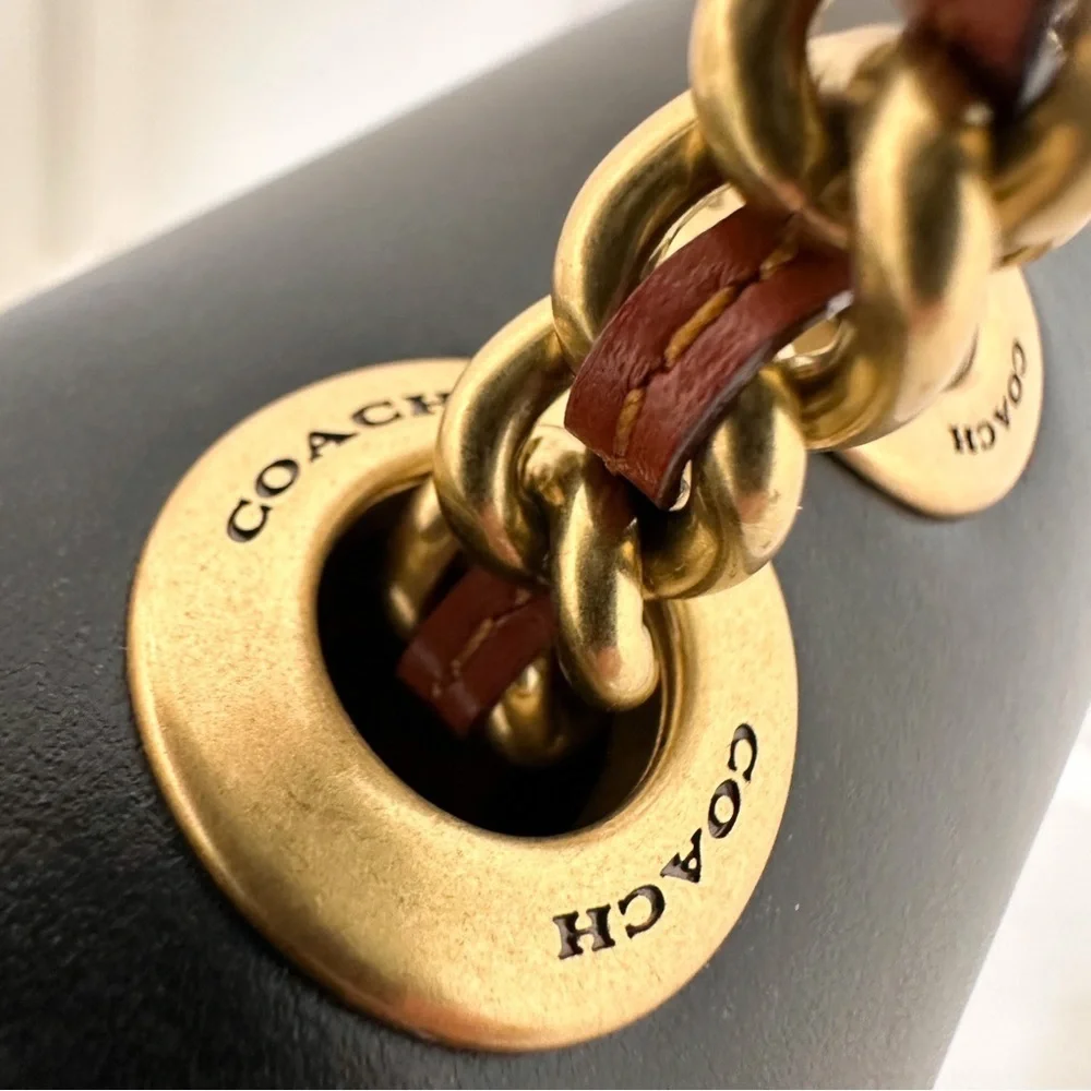 SOLD Coach Madison Shoulder Bag Refined Calf Leather Canvas & Snakeskin - Picture 9 of 13